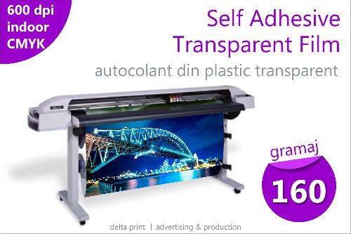 Print pe autocolant din plastic transparent (Self Adhesive Transparent Film) PET-TFL