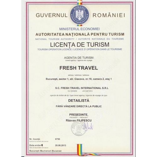 Obtinem Licente pentru Agentiile de Turism