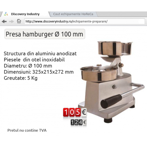 Presa hamburger Ø 100 mm